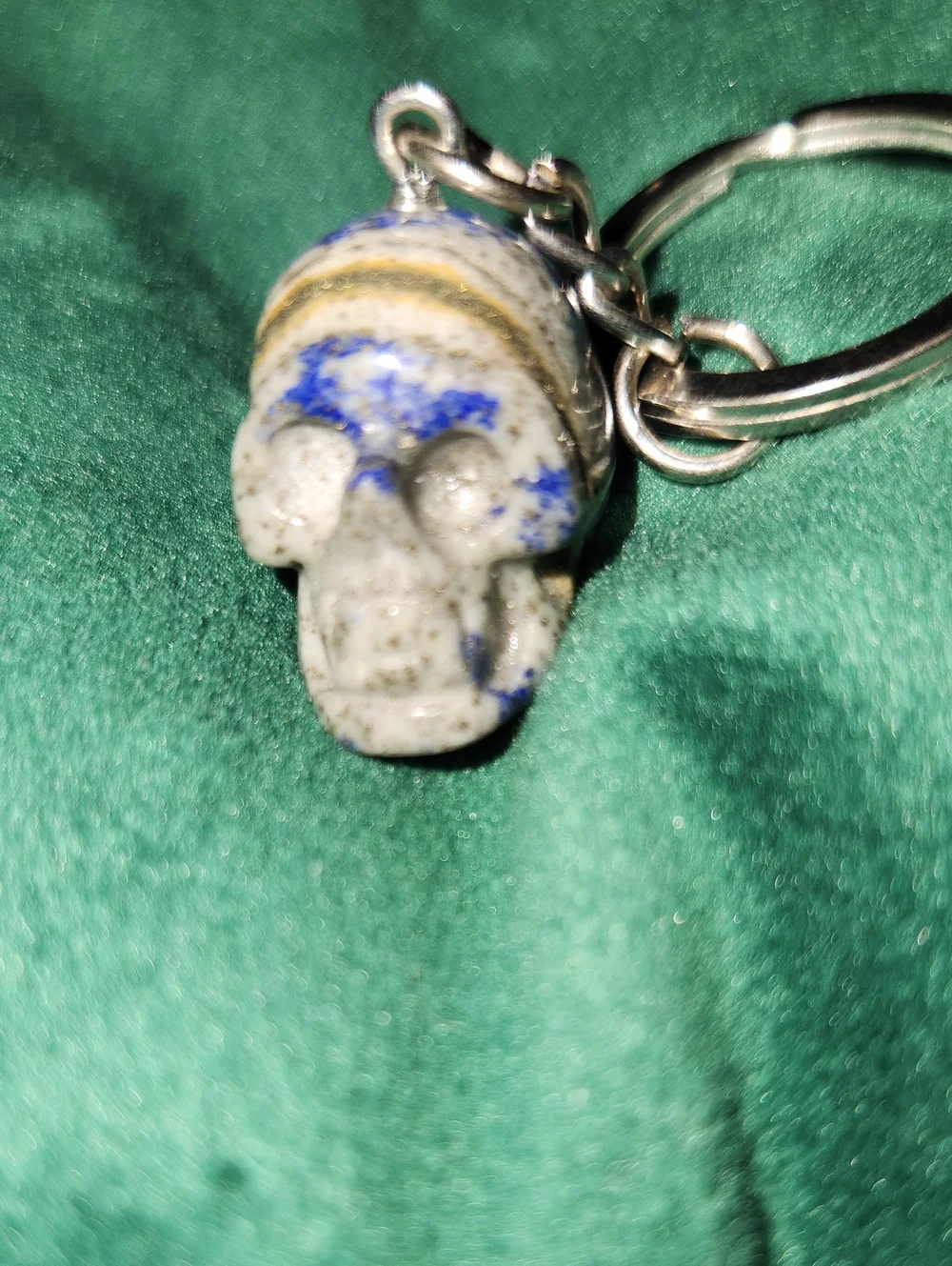 NWOT Lapis Lazuli Skull Keychain in Blue and Cream